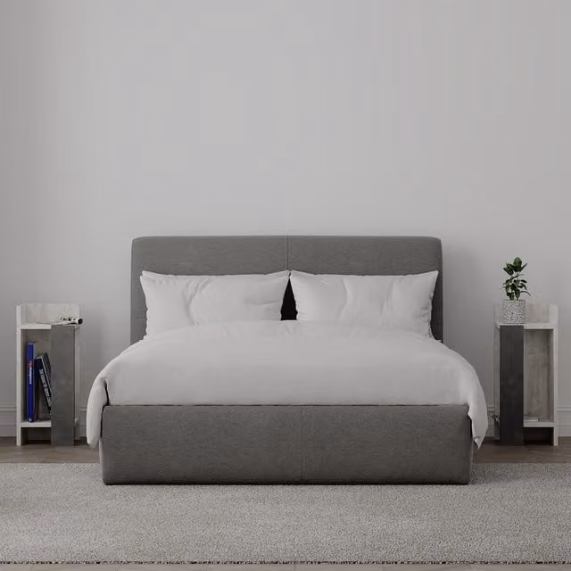 Decortie Elos Modern Narrow Bedside Table 2-Piece Set in Off-White
