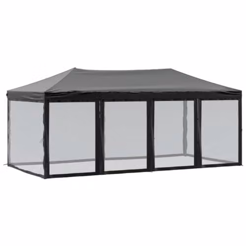 vidaXL Folding Party Tent with Sidewalls Black and Silver, W: 6 m, D: 3 m, H: 2.44 m