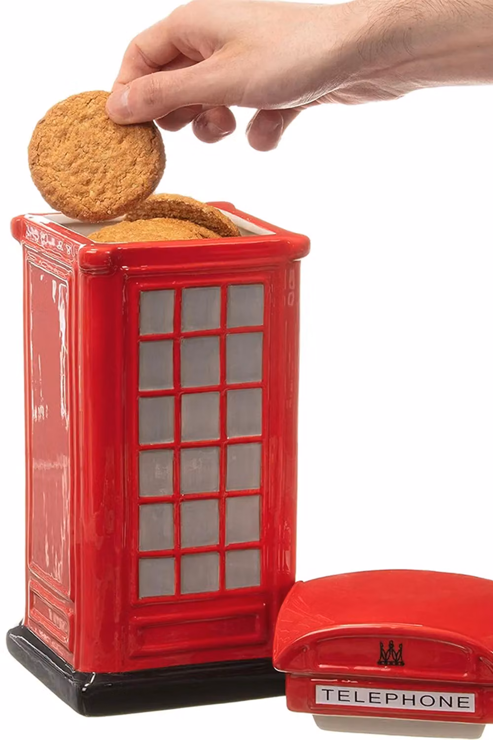 Oliphant Red Telephone Box Ceramic Biscuit Jar with Airtight Lid, 1.5 l – 4