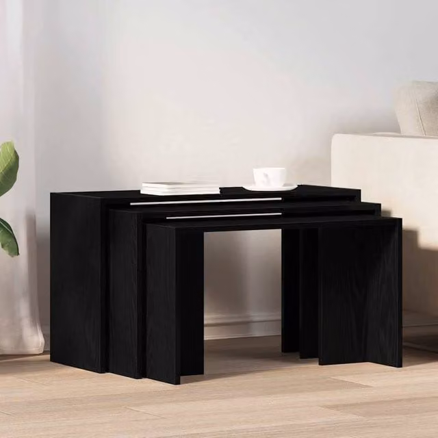 Berkfield Home Nesting Tables, 3 Piece Set in Black Matt Engineered Wood – 1