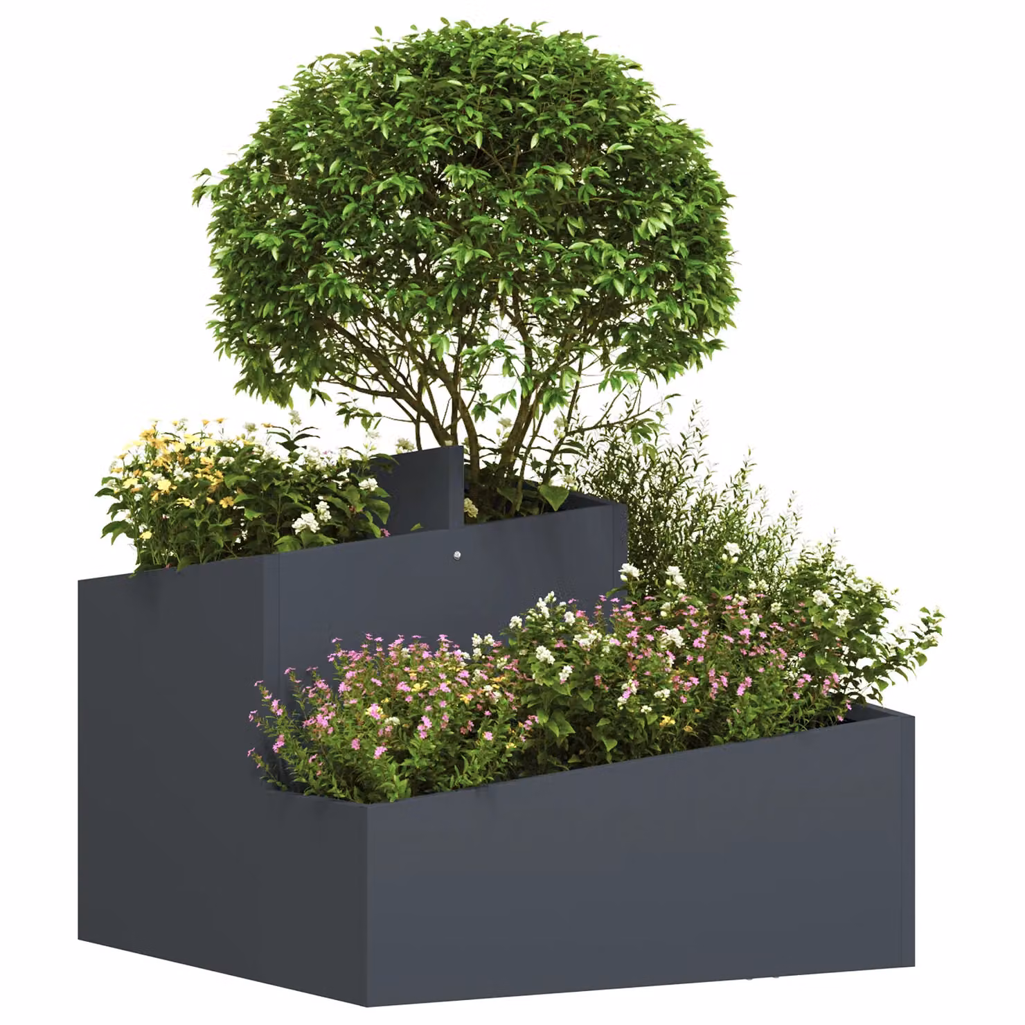 Berkfield Home Durable Plastic Planter Tub in Anthracite and Multicolour, W: 60.0 cm, D: 50.0 cm, H: 60.0 cm – 3