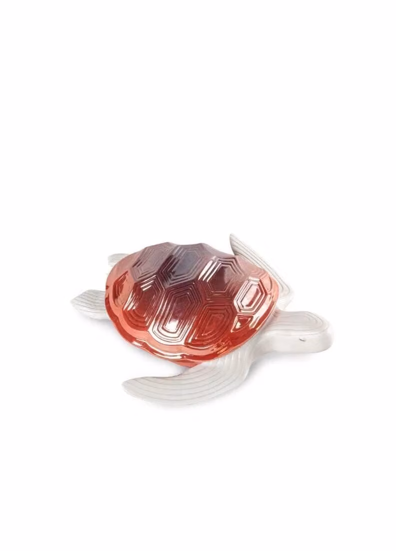 Lladró Little Turtle Porcelain Sculpture in White and Red