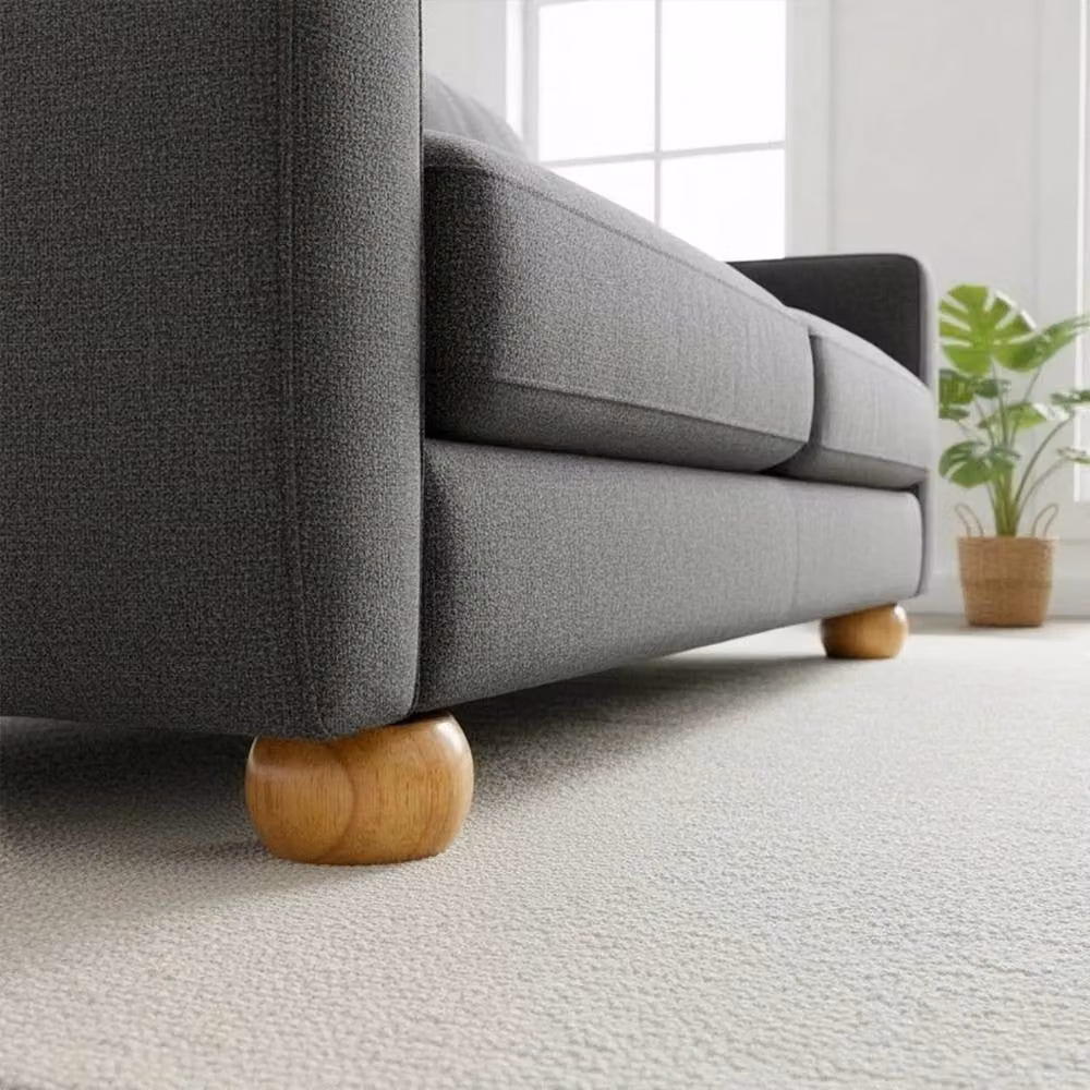 KORVIXA Set of 4 Natural Oak Bun Feet with Felt Footpads for Sofa and Chair, Brown – 2