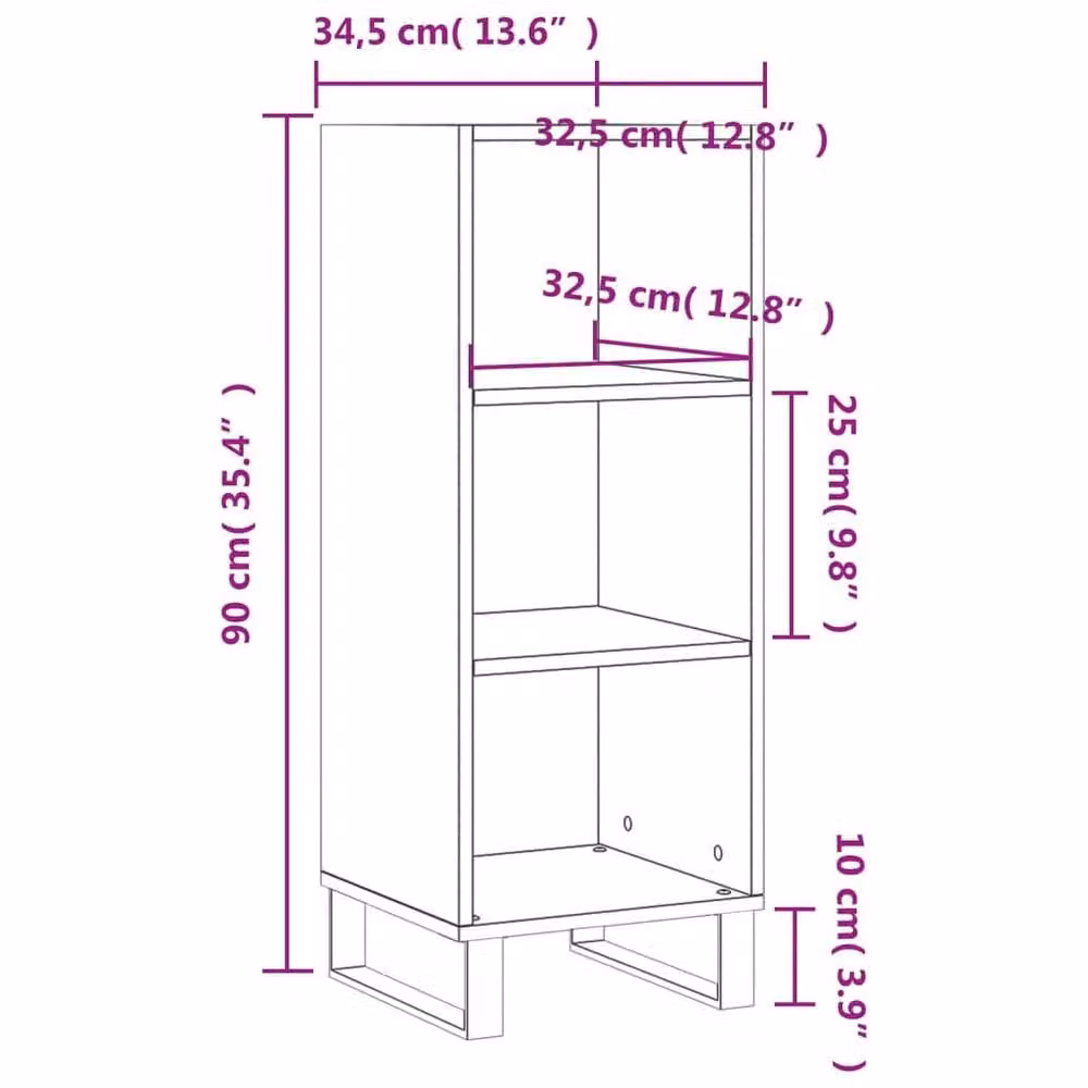 Berkfield Home Modern Brown Oak Sideboard, W/D/H: 34.5 x 32.5 x 90 cm – 4