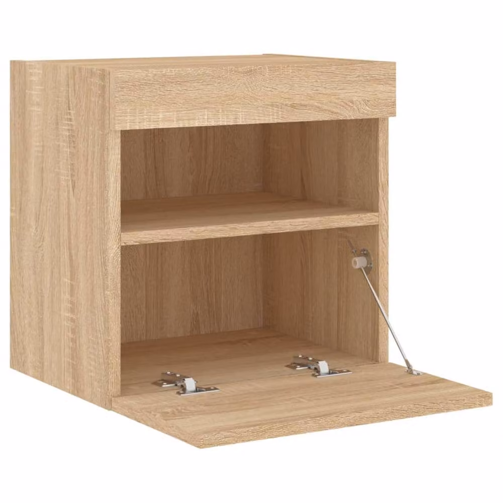 Berkfield Home Set of 2 Modern Wall Mounted TV Cabinets with Integrated LED Lights in Sonoma Oak Light Brown, W/D/H: 40 x 30 x 40 cm – 2