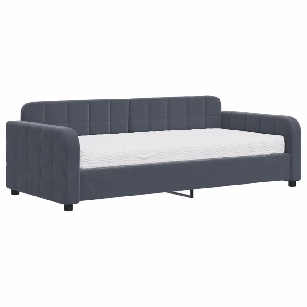 Berkfield Home Velvet Daybed with Mattress in Grey, W/D/H: 90 x 190 cm – 2