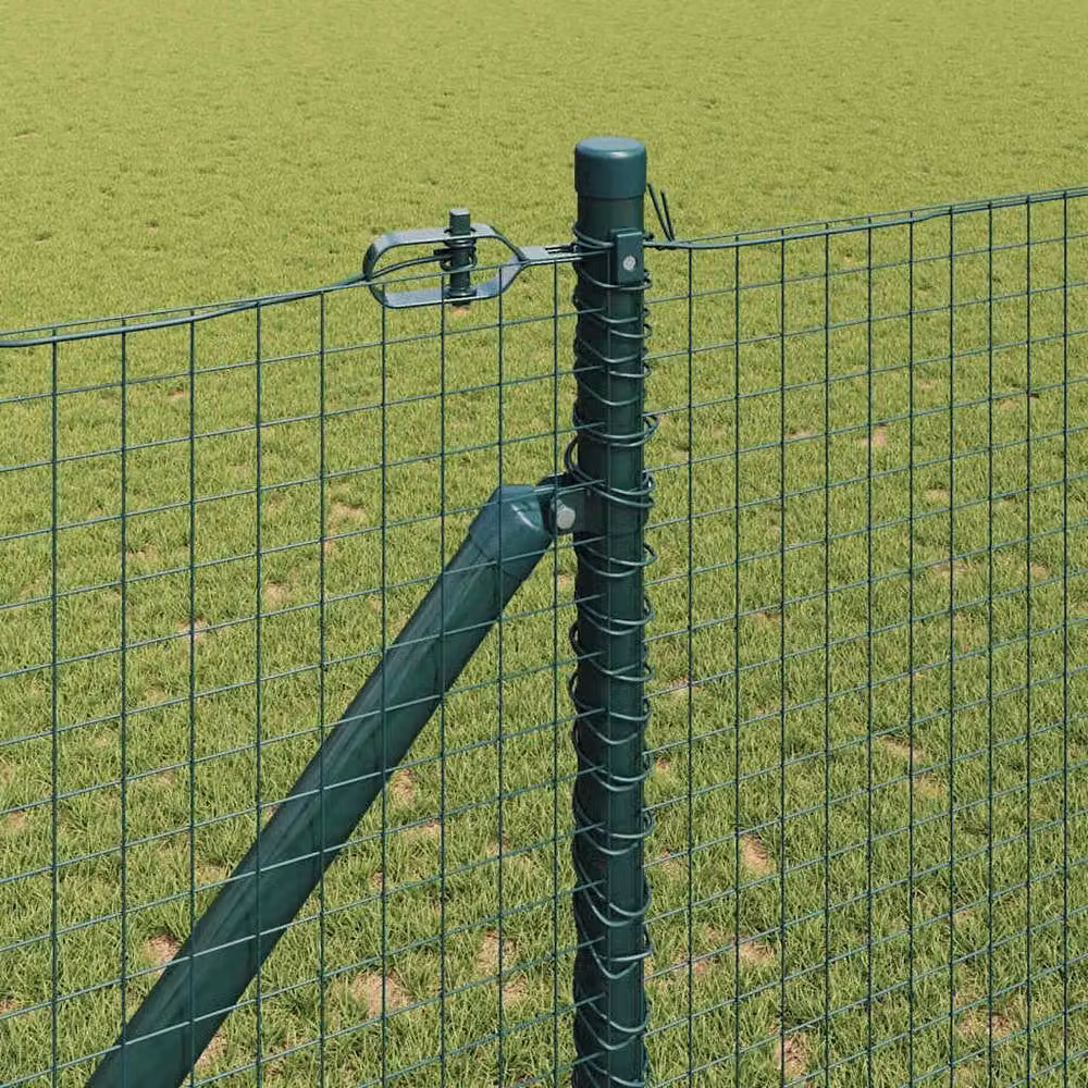 Berkfield Home Green Welded Steel Wire Fence with 13 Spike Posts, 1 x 25 m – 4