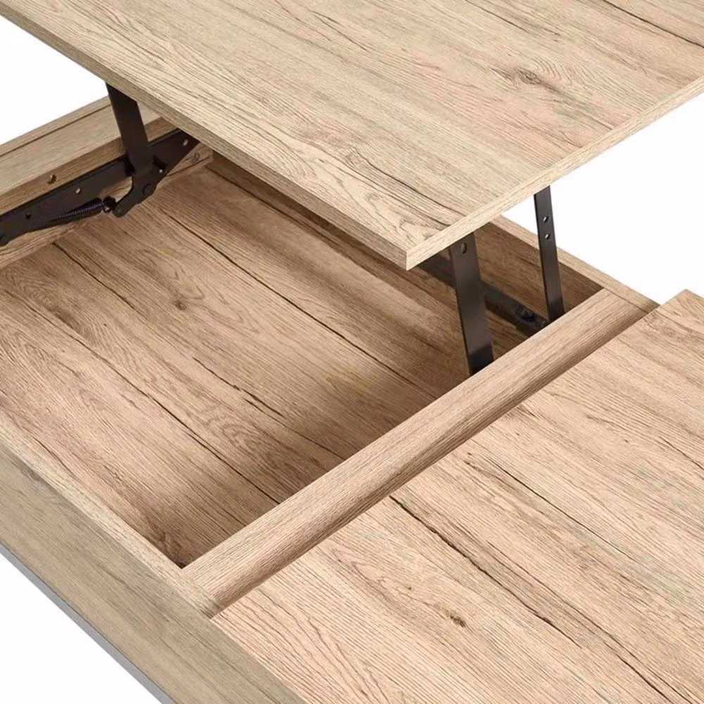 Havendro Brown Wood and Metal Rectangular Lift Top Storage Coffee Table – 2