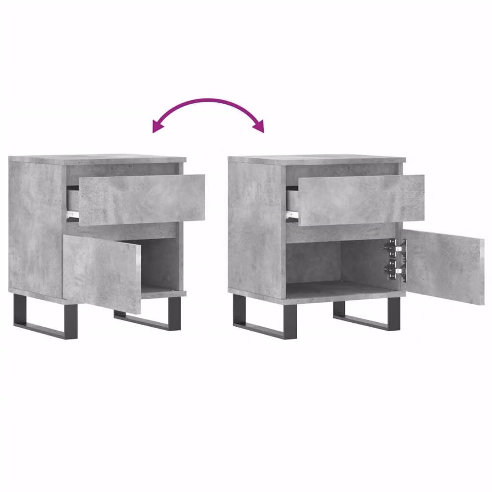 Berkfield Home Modern Bedside Cabinet in Concrete Grey, W/D/H: 40 x 35 x 50 cm – 4
