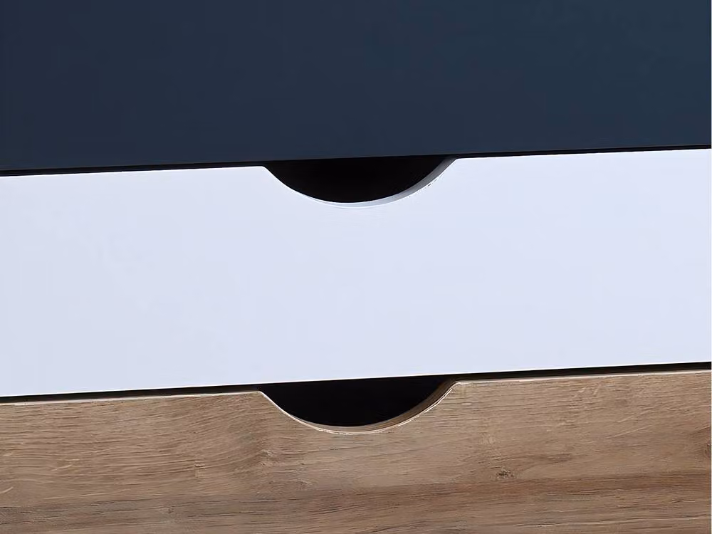 Vente-unique Mid-Century Bedside Table with 3 Drawers in White, Blue and Multicolour, W/D/H: 40 x 30 x 57 cm – 4
