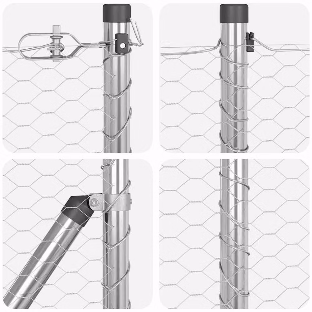 Berkfield Home Hexagon Wire Mesh Fence in Silver Galvanised Steel, H: 60 cm x W: 10 m – 3