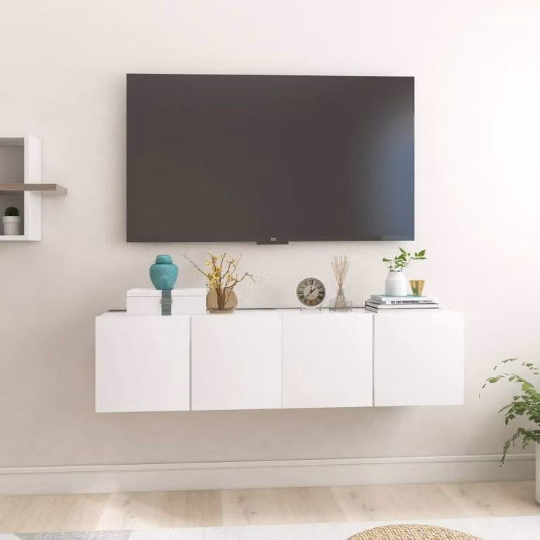 Berkfield Home Hanging TV Cabinets, 2 Piece Set, White, W/D/H: 60 x 30 x 30 cm
