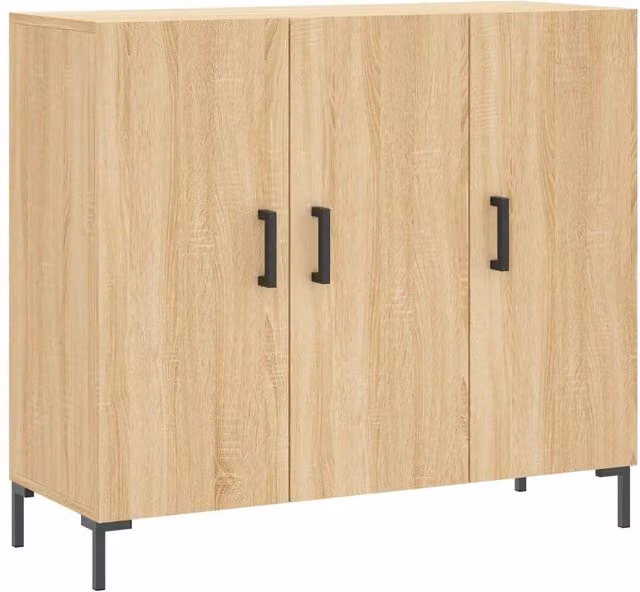 Berkfield Home Sonoma Oak Sideboard in Light Oak, W/D/H: 90 x 34 x 80 cm
