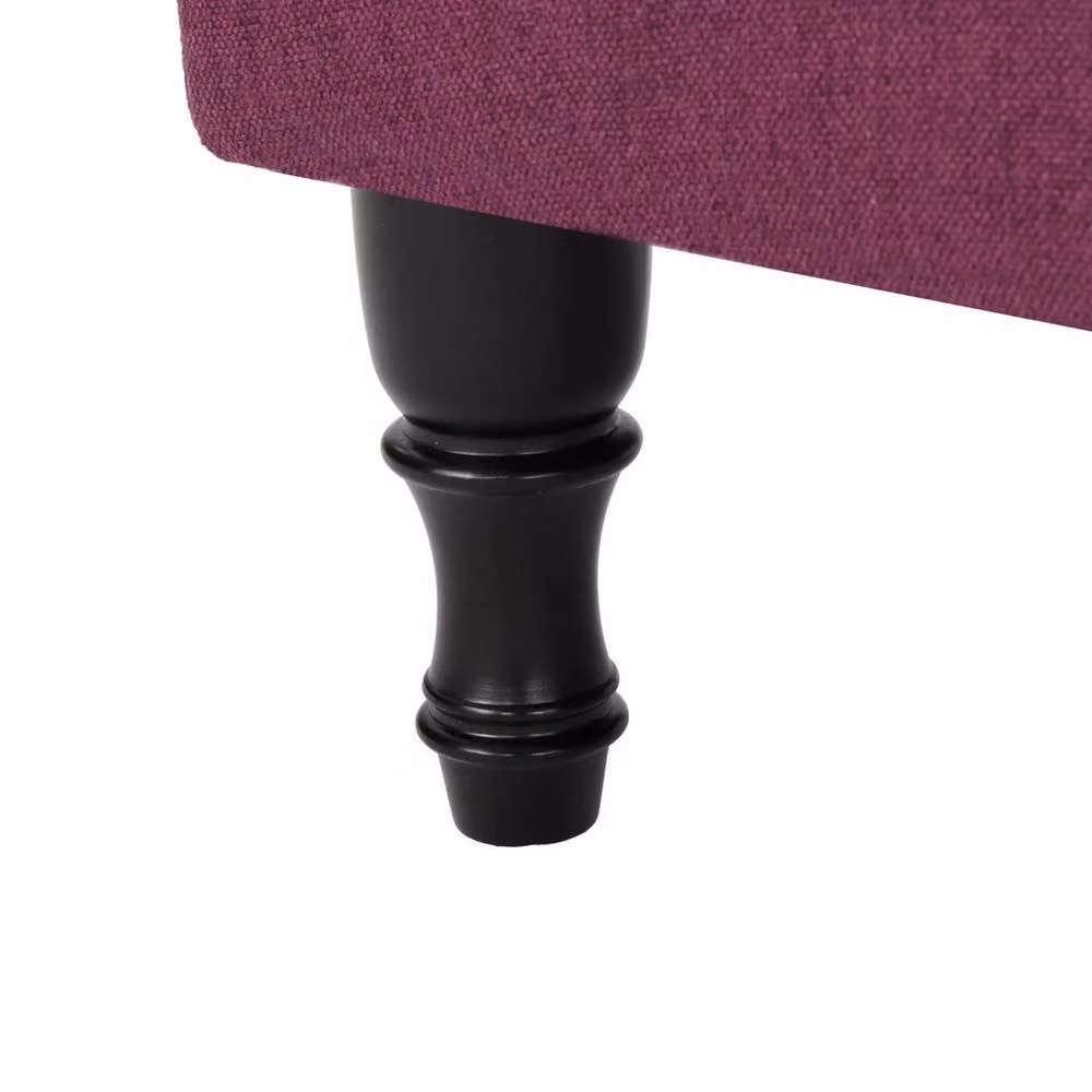VOGREX Upholstered Storage Bench with Chesterfield Buttoned Seat in Fuchsia – 2