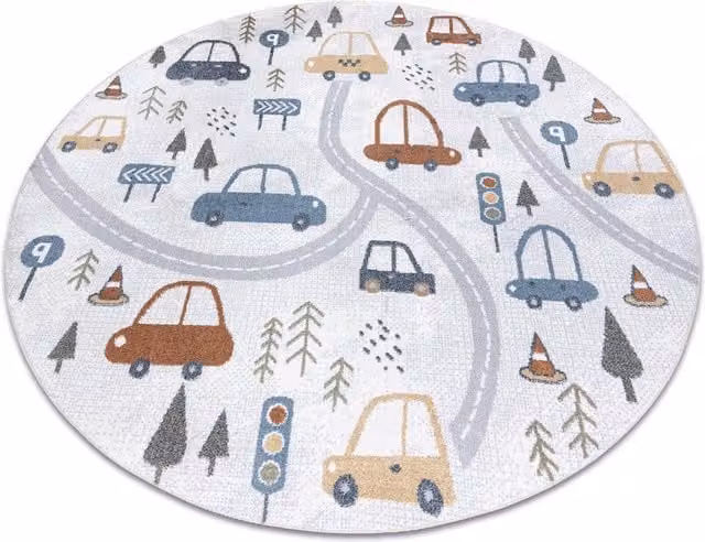 RugsX Bono Round Kids Motif Rug in Yellow and Multicolour, Diameter: 160 cm – 1