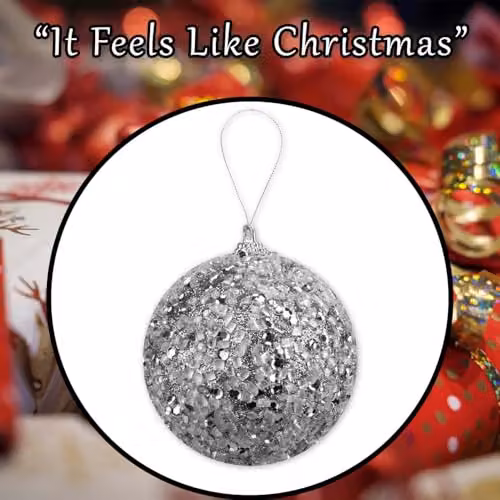 VFM e-Store Silver Christmas Hanging Bauble Decoration, H 22 cm x W 8 cm – 5