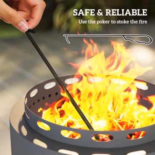 Outsunny Smokeless Wood Burning Fire Pit in Grey, Diameter: 48.5 cm – 4