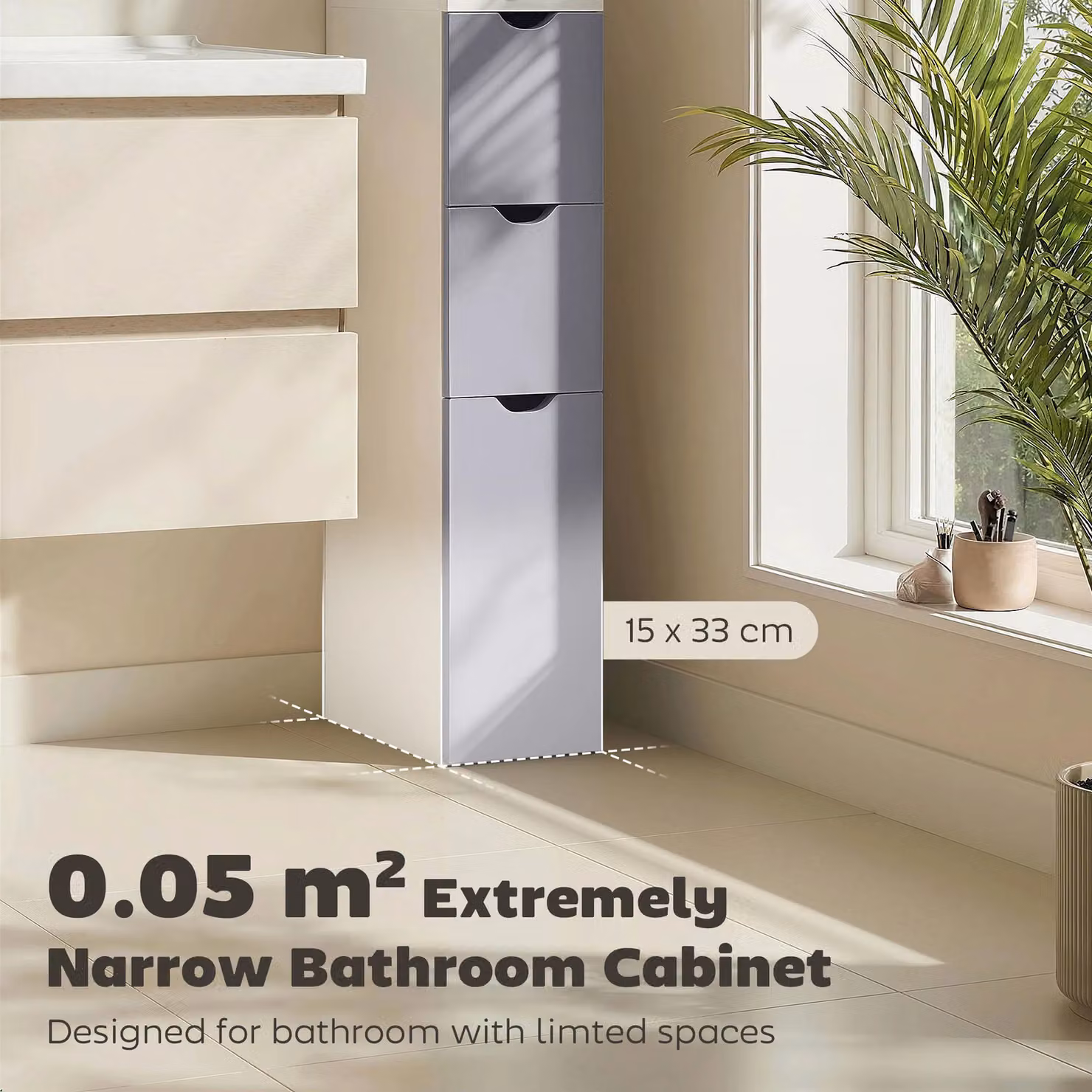 HOMCOM Tall Multicolour Bathroom Storage Cabinet with Drawers and Shelves – 3