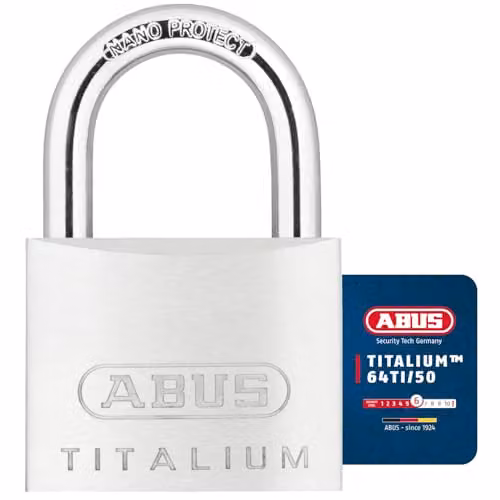ABUS Titalium Padlock Keyed Alike in White and Silver, Security Level 6, 50 mm