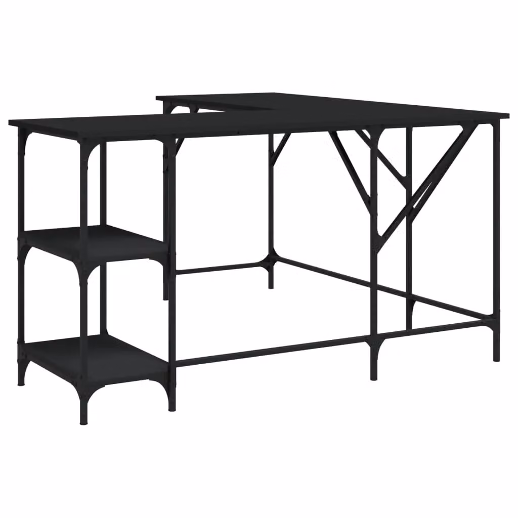 Berkfield Home Black Corner Desk in Engineered Wood, W/D/H: 139 x 139 x 75 cm – 2