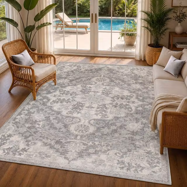 Livabliss Harput Vintage Boho Living Room Rug in Blue, Orange, Yellow and Grey, W: 80 cm, L: 220 cm – 1