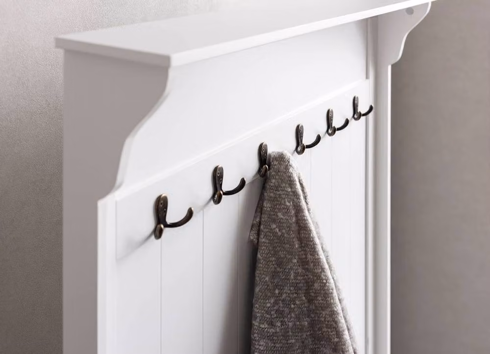 Nöa and Nani Brittany Hallway Bench and Coat Hook Shoe Storage in White – 2