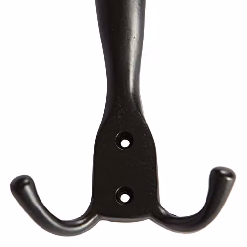 Hammer and Tongs Rustic Hat and Double Robe Hook in Matt Black, W: 9.0 cm, H: 14.0 cm – 3