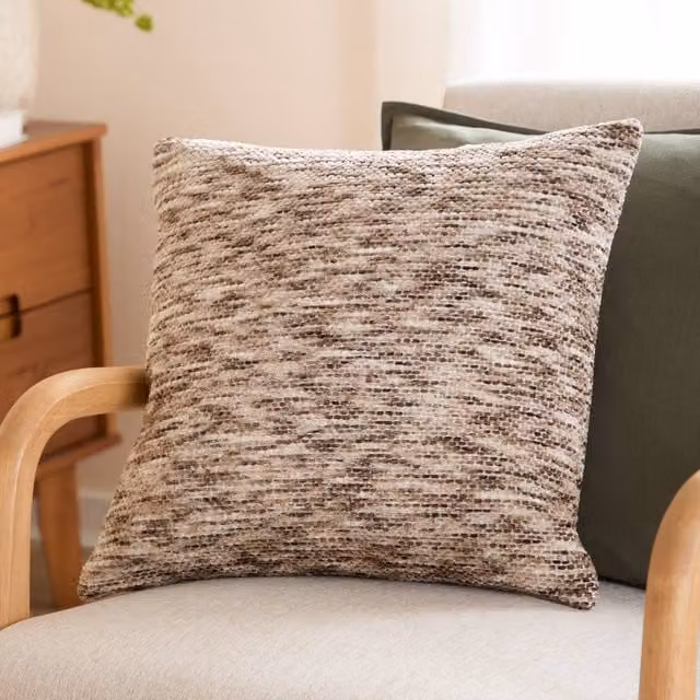 Yard Malvern Brown Chenille Square Cushion, W/D/H: 45 x 45 x 45 cm