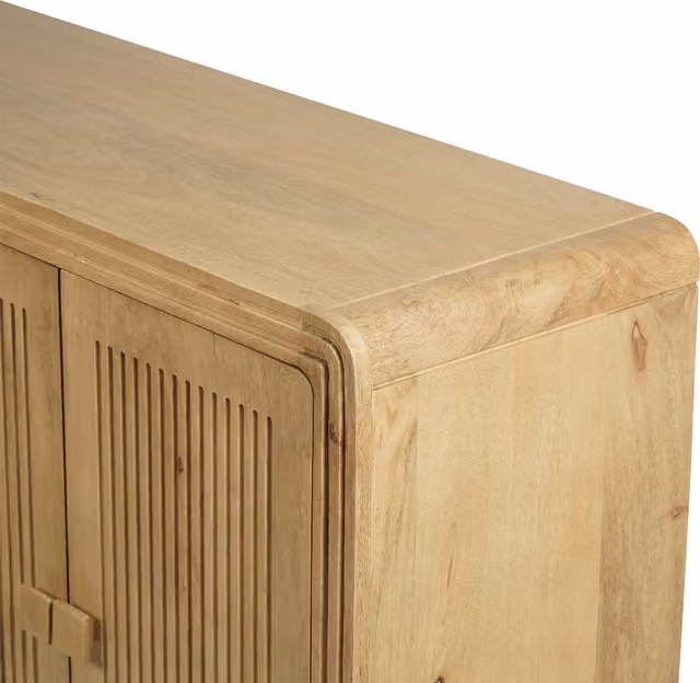 Elm Home And Garden Harper 4 Door Mango Wood Sideboard in Brown and Beige, W/D/H: 140 x 39 x 80 cm