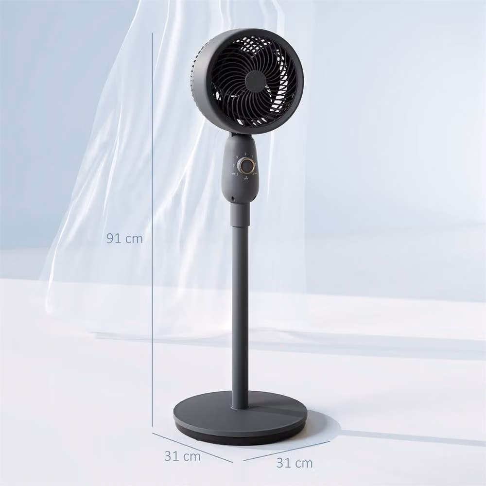 HOMCOM 12 Inch Grey Standing Floor Fan with Oscillation, Height: 140 cm – 3