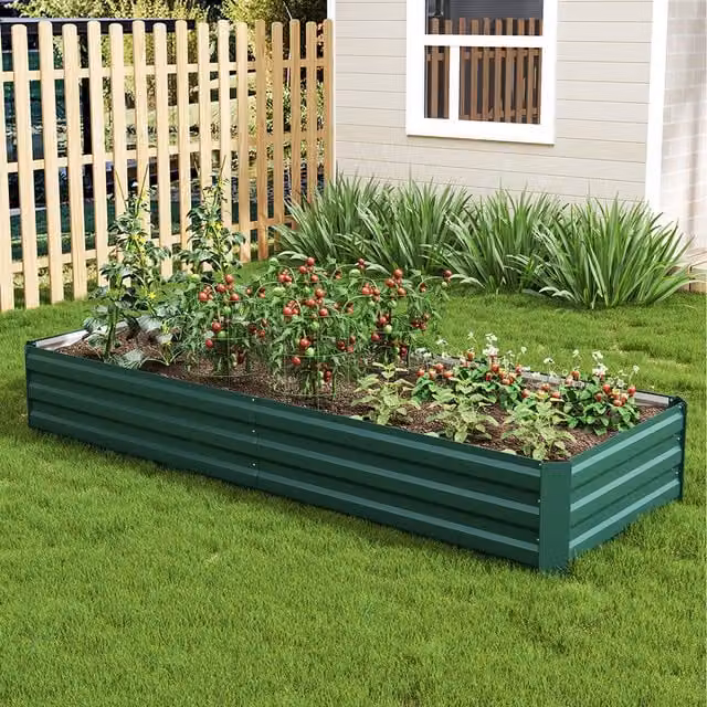Livingandhome Metal Raised Garden Bed for Vegetable Gardens, Green