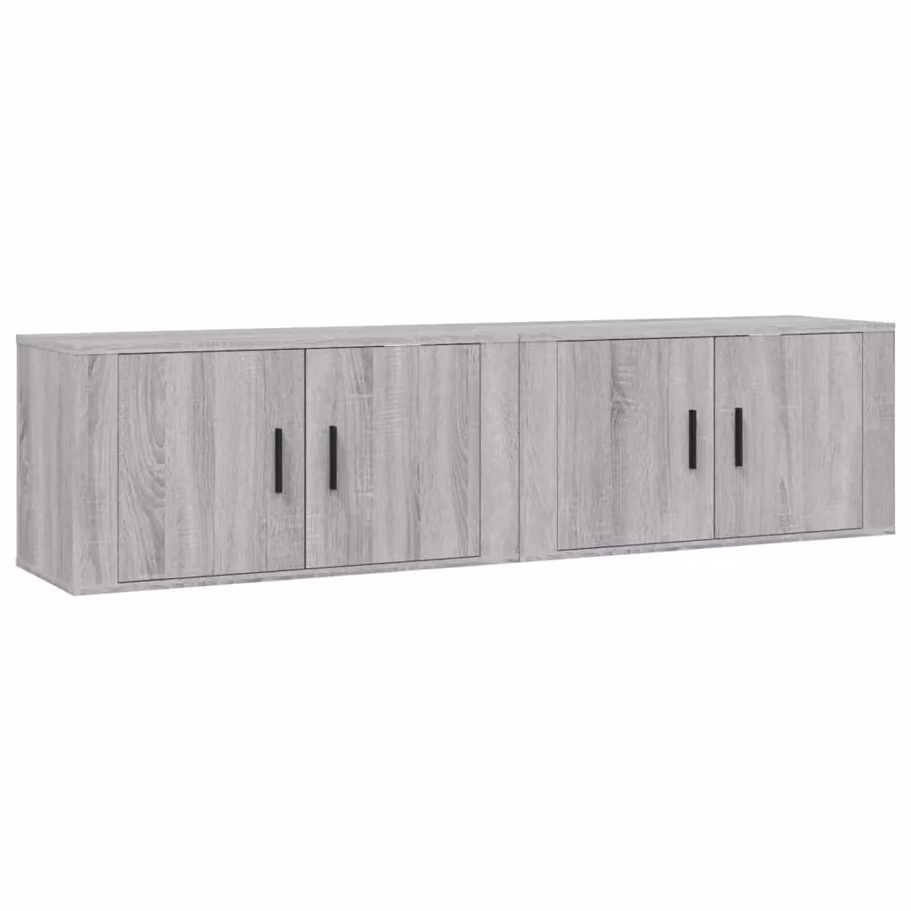 Berkfield Home Set of 2 Wall-mounted TV Cabinets in Grey Sonoma, W/D/H: 80 x 34.5 x 40 cm – 2