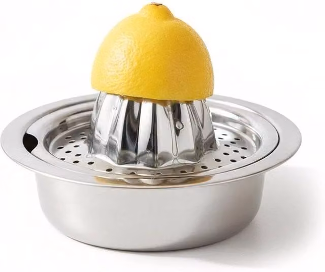 NESTLUNE Manual Citrus Press Hand Fruit Juicer in Silver Stainless Steel, W/D/H: 15 x 15 x 15 cm – 1