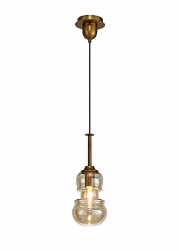 Mantra Sonata Round Ceiling Pendant Light in Bronze with Glass Shade, Diameter: 15 cm, E27