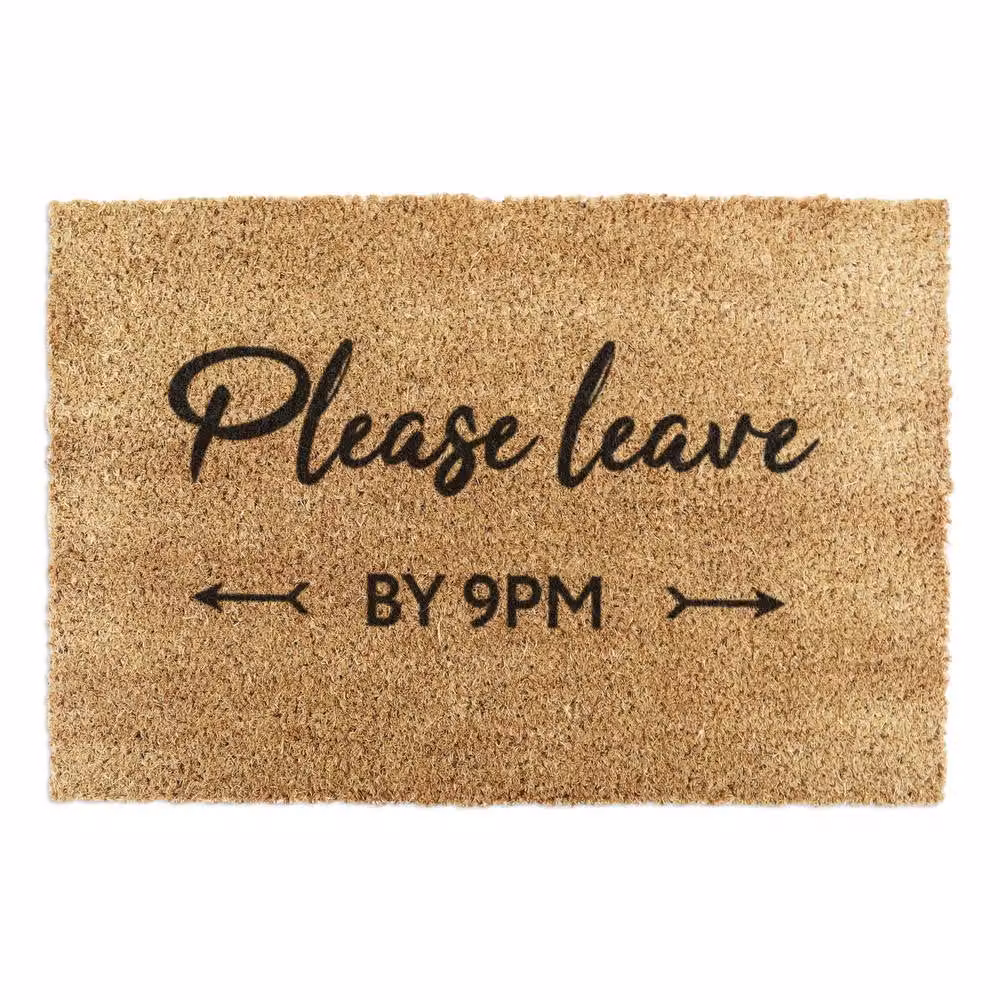 Artsy Mats Please Leave by 9pm Doormat, Brown, W: 90 cm, D: 60 cm – 2