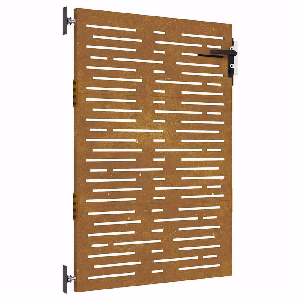 Berkfield Home Beautiful Garden Gate in Brown Corten Steel with Square Geometric Design, W: 85 cm, H: 125 cm – 3