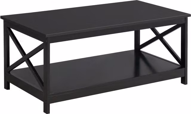 Yaheetech Modern Rectangular Coffee Table with Storage Shelf in Black