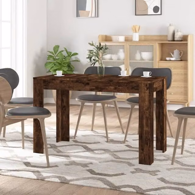 Berkfield Home Smoked Oak Dining Table in Brown, W/D/H: 120 x 60 x 76 cm