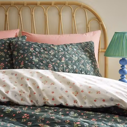 Fusion Nelly Reversible Floral Duvet Cover and Pillowcase Set in Green, W/D/H: 140 x 200 cm – 3