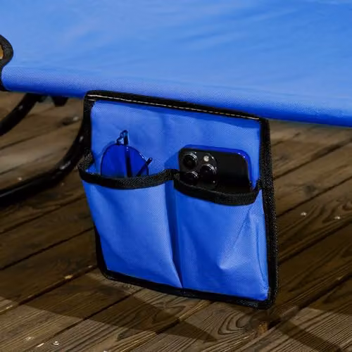 Outsunny 2 Piece Blue Folding Sun Loungers with Sun Canopy and Adjustable Headrest – 7