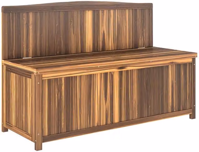 Kelvenix Brown Lacquered Wood Outdoor Garden Arch Bench, W/D/H: 100 x 100 x 75 cm