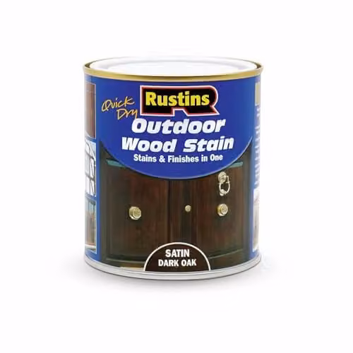 Rustins Quick Dry Exterior Woodstain Satin Dark Oak, 500ml, Brown