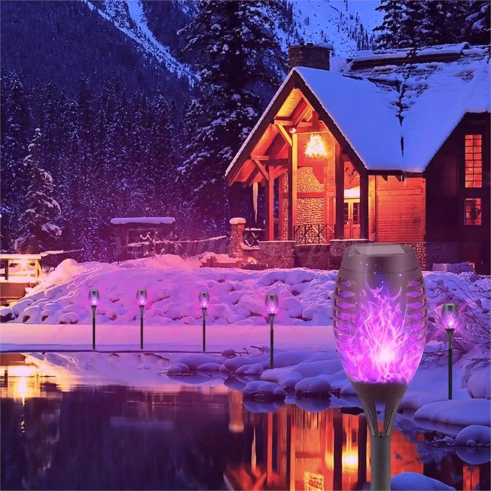 Nordara 8 Pack Multicolour Flame Effect Solar LED Stake Lights in Black – 3