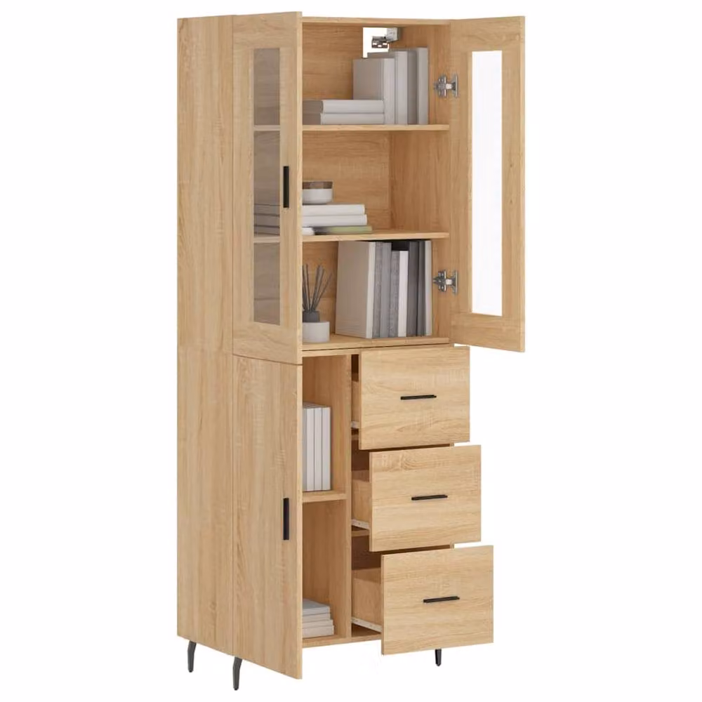 Berkfield Home Sonoma Oak Highboard in Brown, W/D/H: 69.5 x 34 x 180 cm – 3