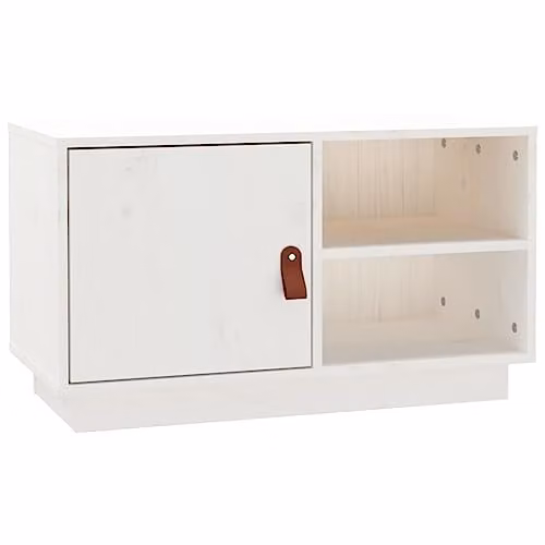 vidaXL Scandinavian White Solid Wood Pine TV Cabinet W/D/H: 70 x 34 x 40 cm