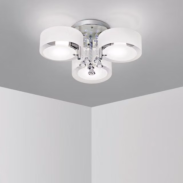 Livingandhome Silver Acrylic and Crystal LED Ceiling Light for your Living Room