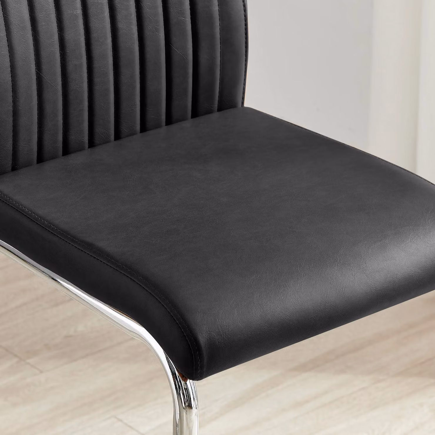 FurnitureboxUK Lorenzo Set of 2 Faux Leather and Metal Counter Stools in Black and Silver – 2