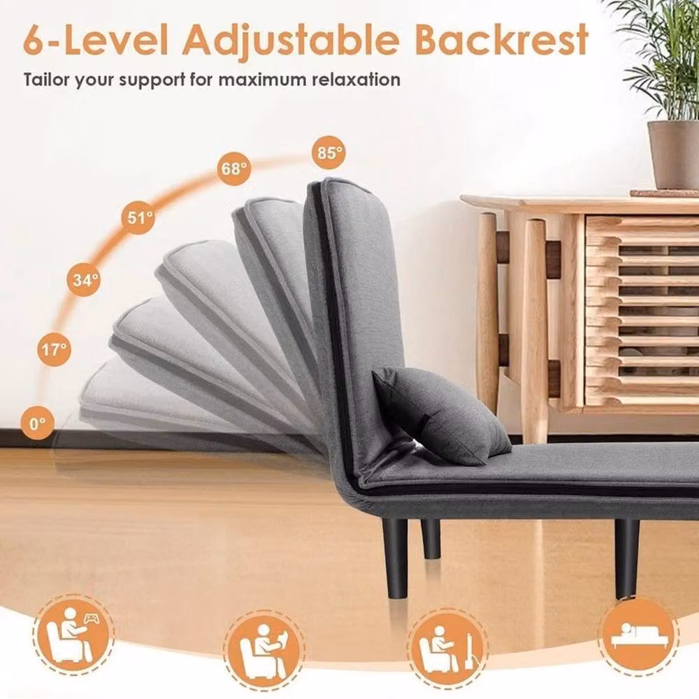 KORVIXA 4 in 1 Convertible Sofa Bed Lounge Sleeper Chair in Grey, W/D/H: 100 x 100 x 100 cm – 3