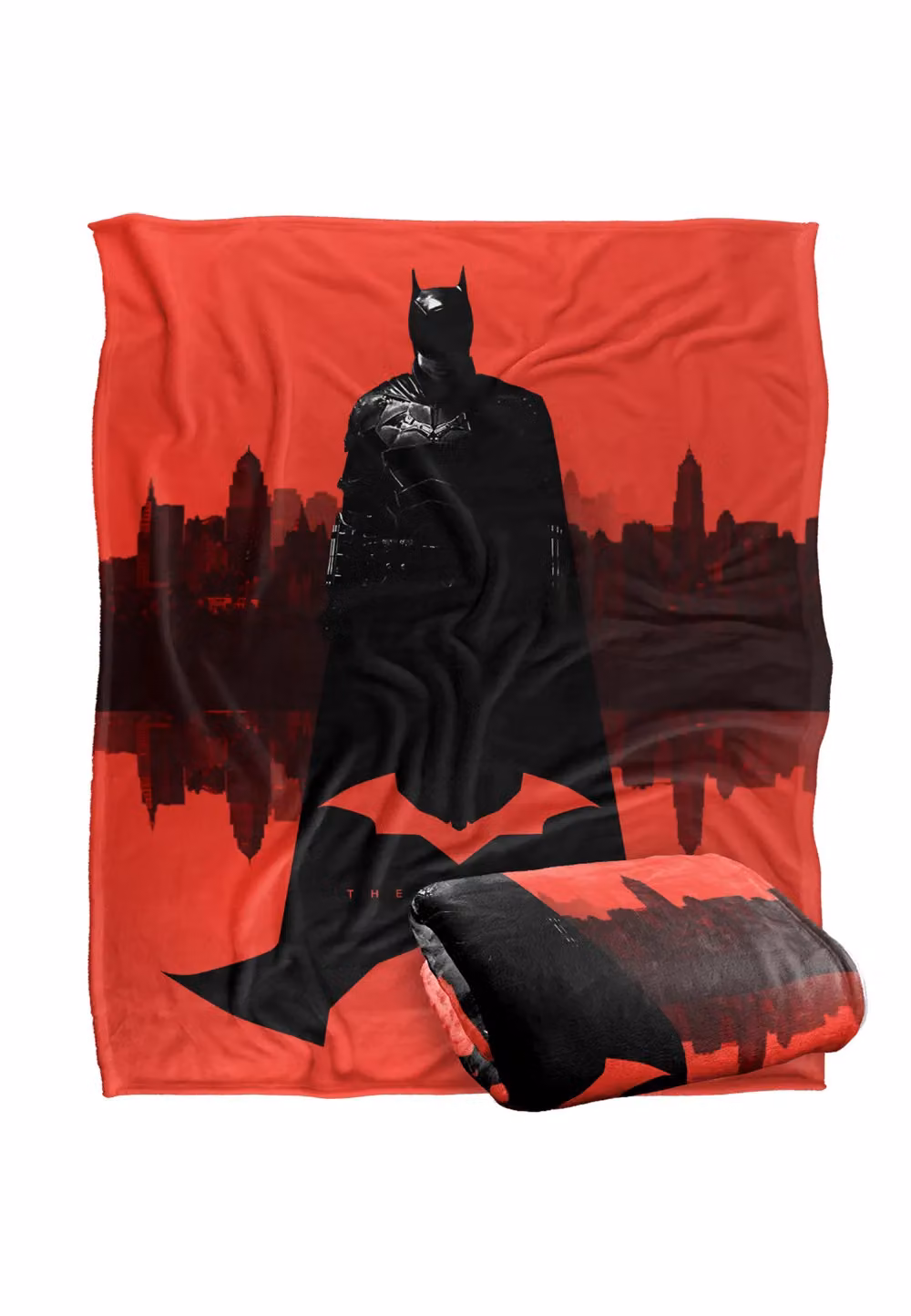 DC Comics The Batman (2022) Gotham Mirrored Blanket, White and Red, W/H: 152 x 127 cm – 2