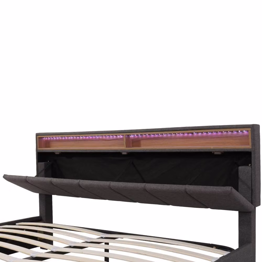 STILVORA Super King Upholstered Bed with LED Under-Bed Lighting in Grey, W: 180 cm x D: 200 cm – 7